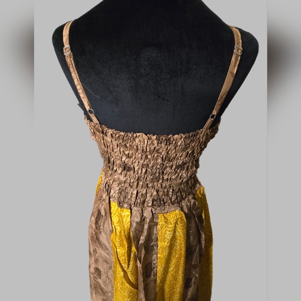Chic Brown and Yellow Midi Dress NWT - Picture 4 of 5